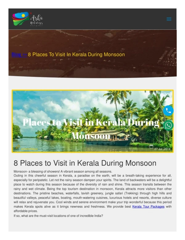 8 Places to Visit in Kerala During Monsoon