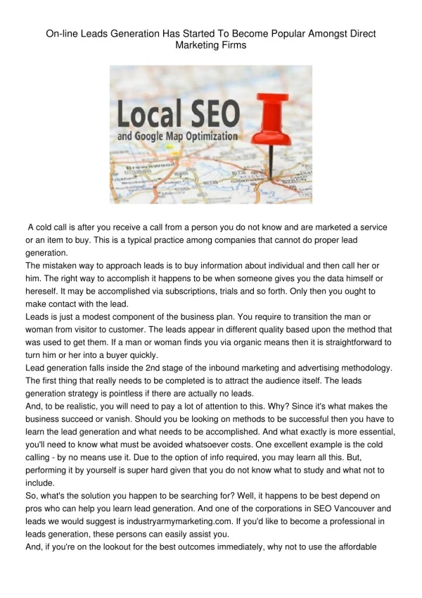 on line leads generation has started to become
