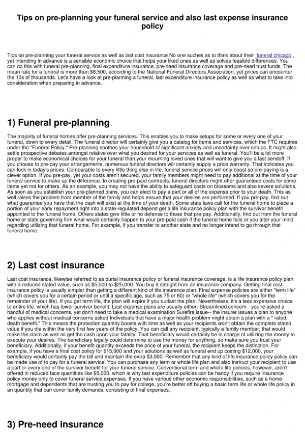 tips on pre planning your funeral service
