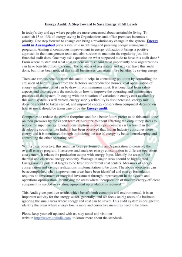 energy audit a step toward to save energy