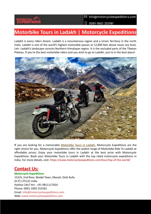 motorbike tours in ladakh motorcycle expeditions