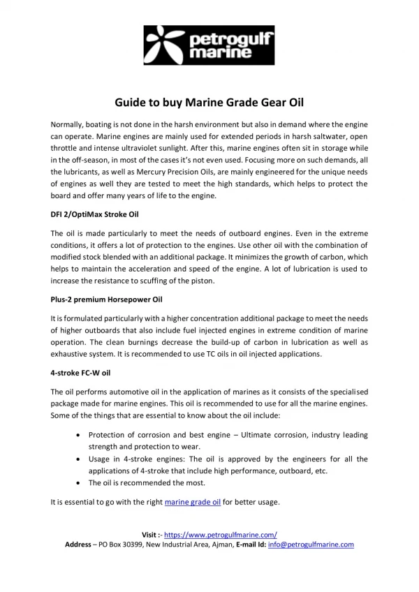 Guide to buy Marine Grade Gear Oil