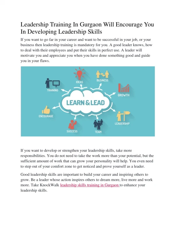 Leadership Training In Gurgaon Will Encourage You In Developing Leadership Skills