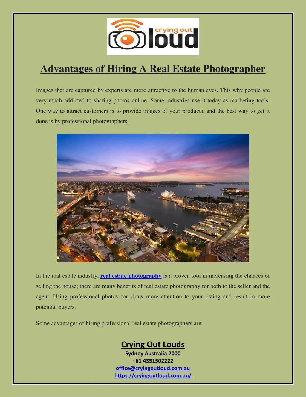advantages of hiring a real estate photographer