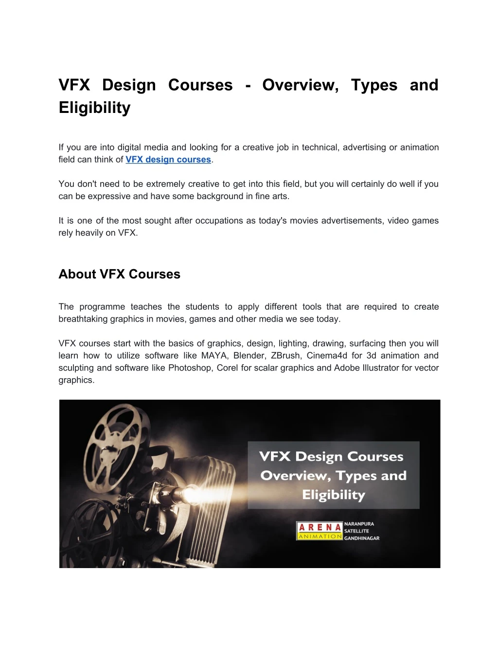 vfx design courses overview types and eligibility