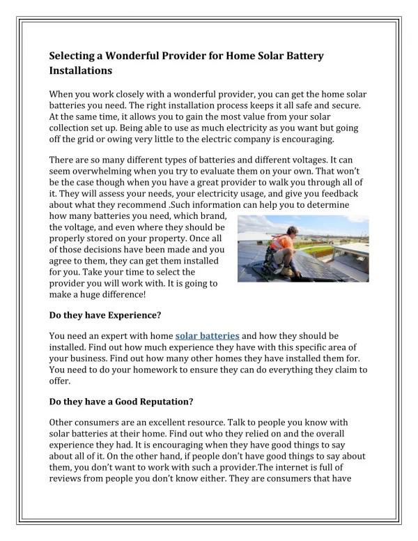 selecting a wonderful provider for home solar