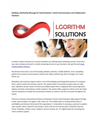 Cloud Contact Center Solutions - Lgorithmsolutions.com - slide 1