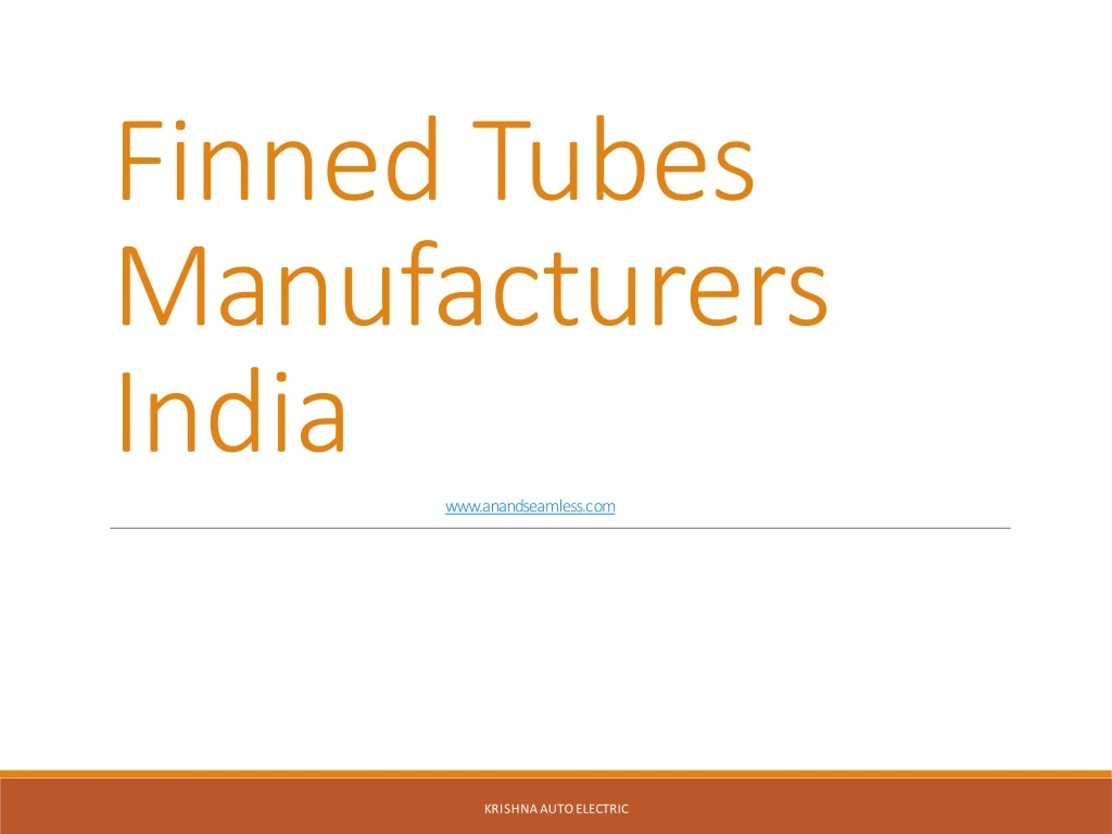finned tubes manufacturers india