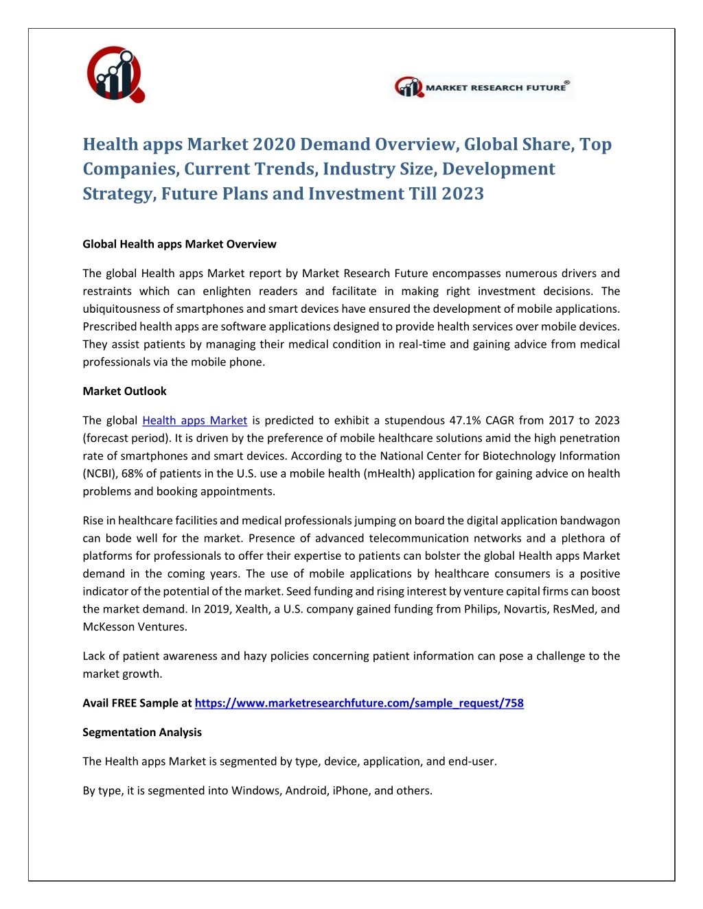 health apps market 2020 demand overview global