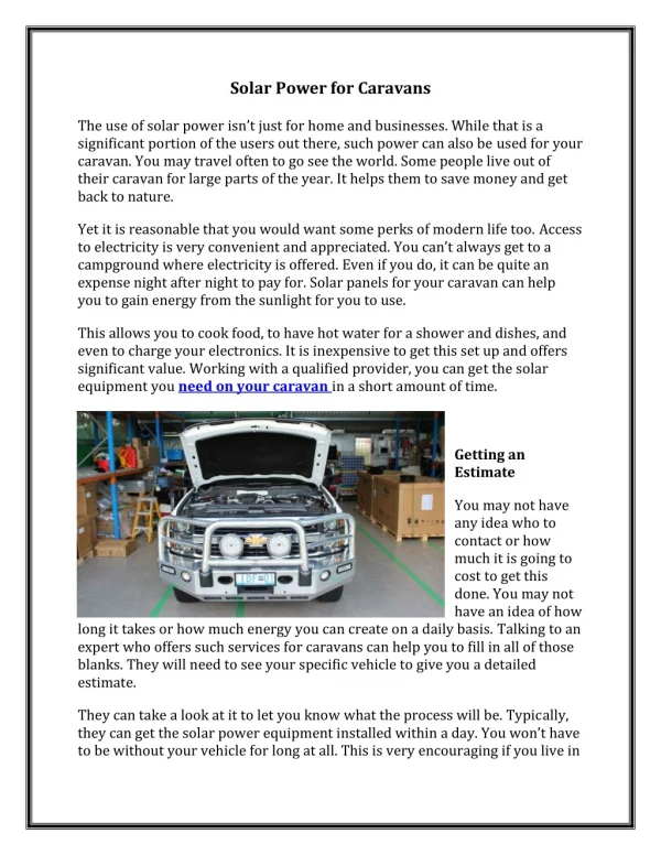 solar power for caravans