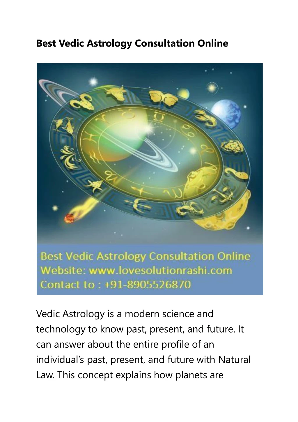 best vedic astrology consultation online