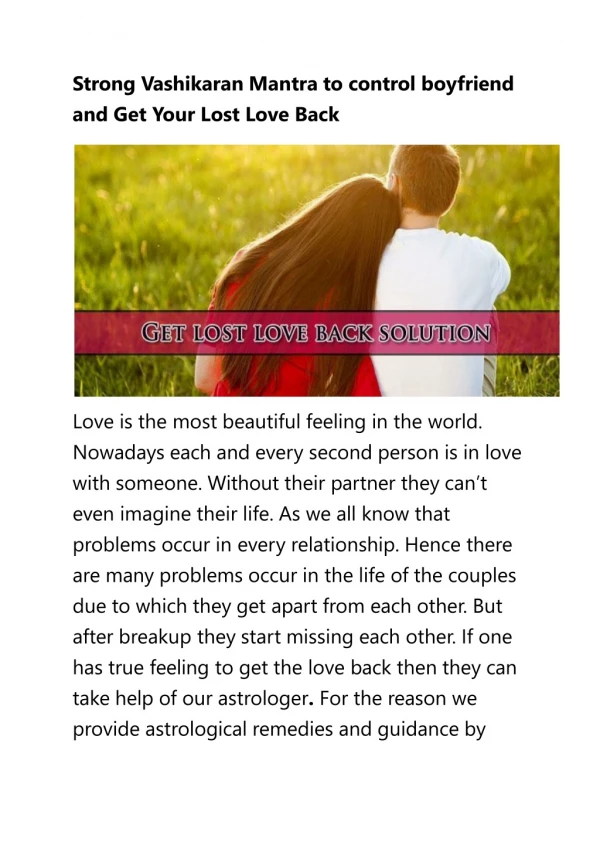 Get Your Lost Love Back | Get Your Lost Love Back By Mantra