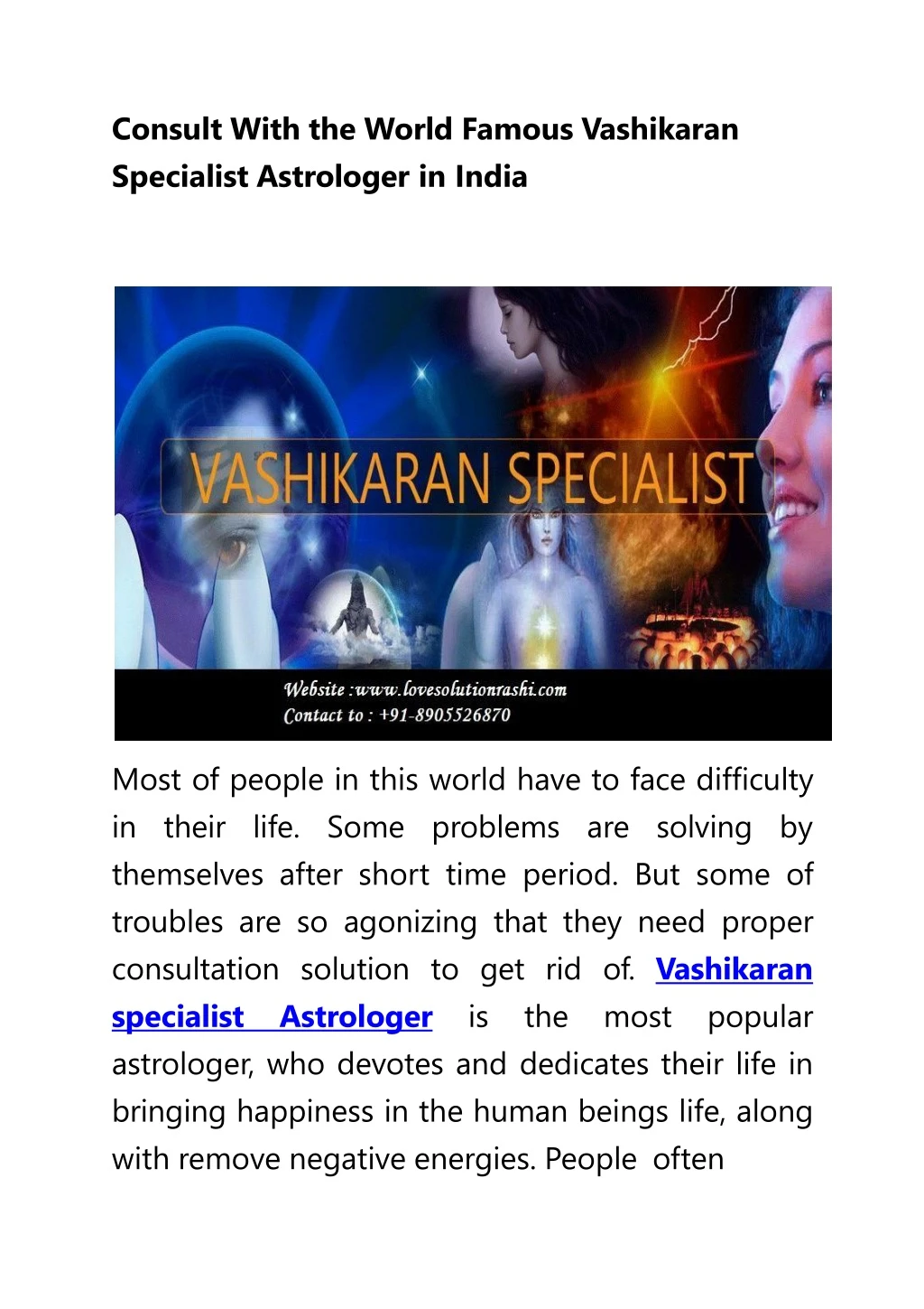consult with the world famous vashikaran