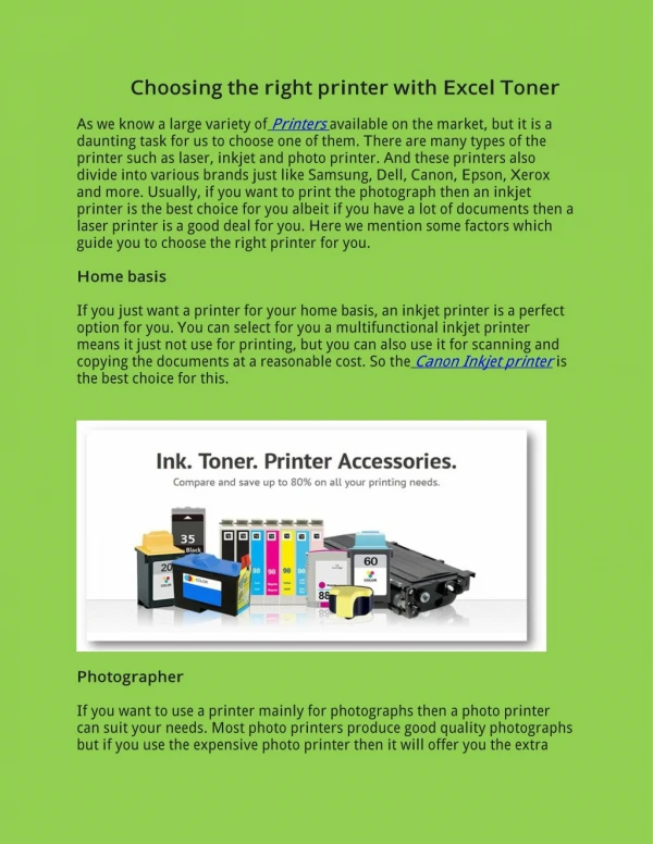 Choosing the right printer with Excel Toner