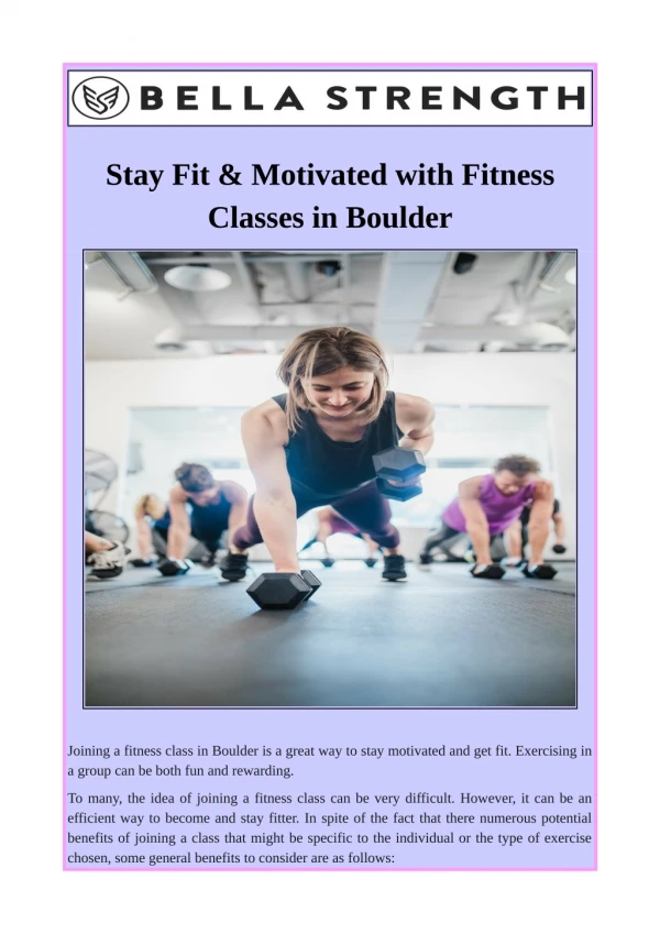 Stay Fit & Motivated with Fitness Classes in Boulder