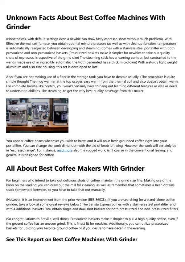 unknown facts about best coffee machines with