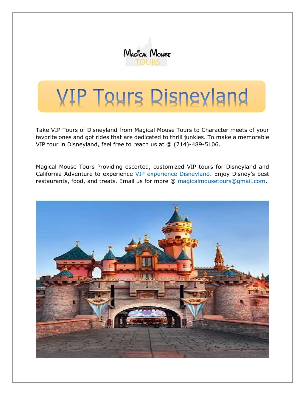 take vip tours of disneyland from magical mouse