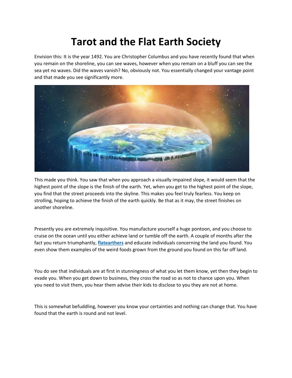 tarot and the flat earth society