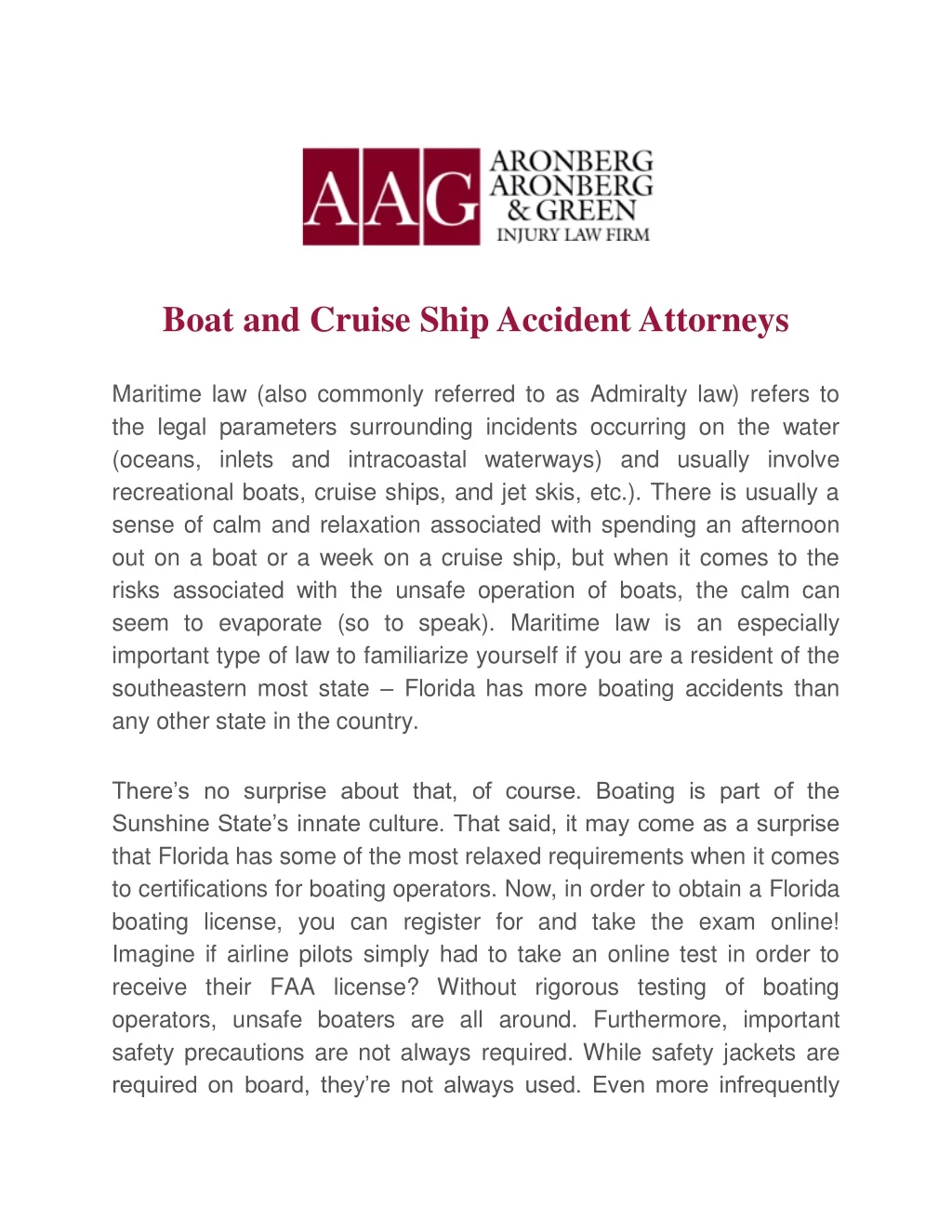 boat and cruise ship accident attorneys