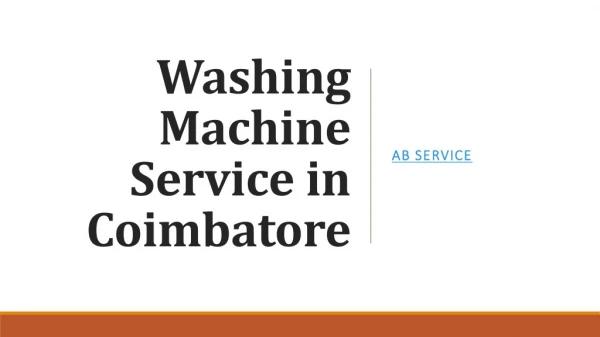Washing Machine Service in Coimbatore