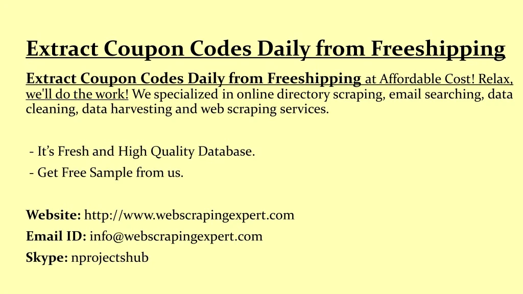 extract coupon codes daily from freeshipping
