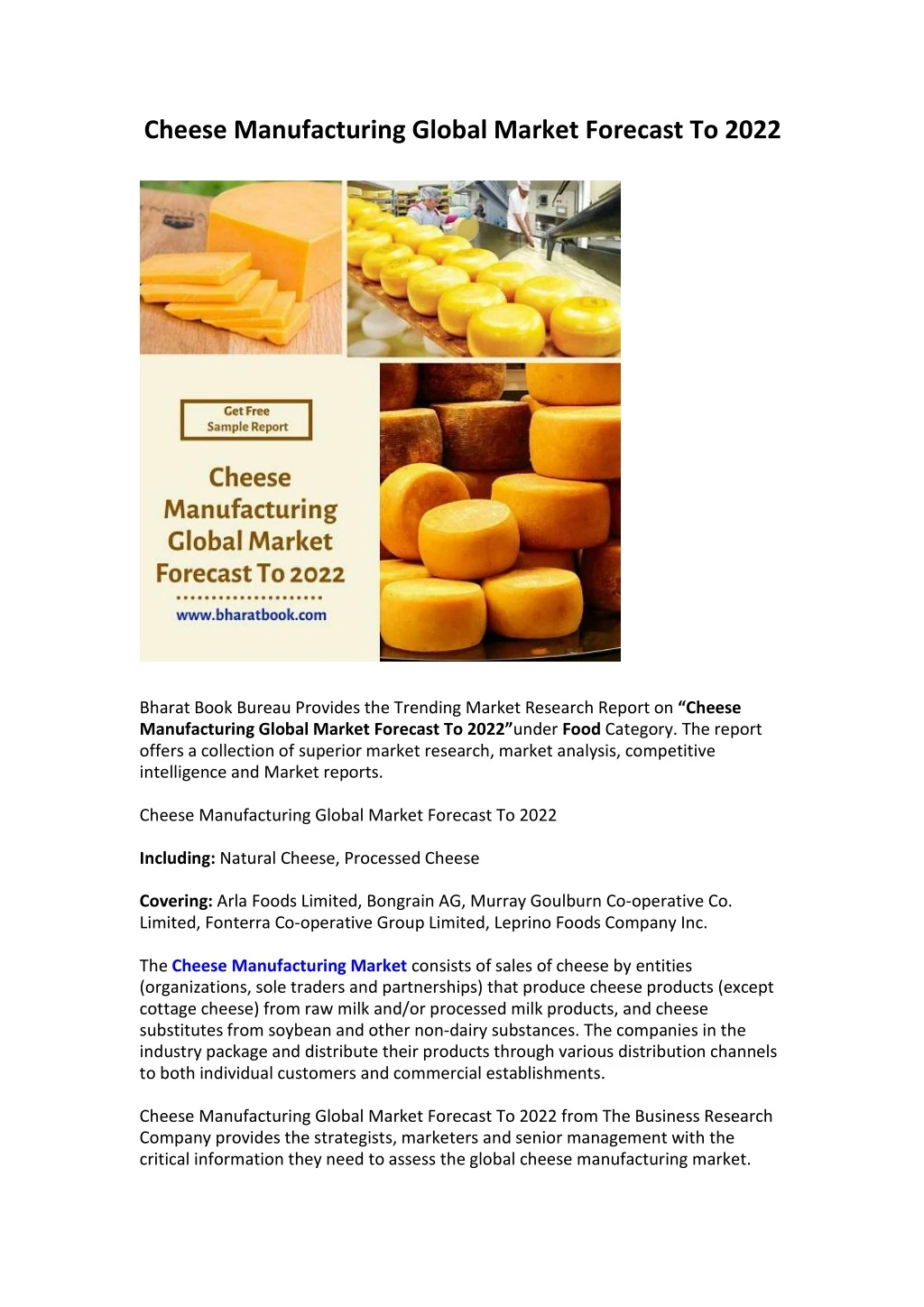 cheese manufacturing global market forecast