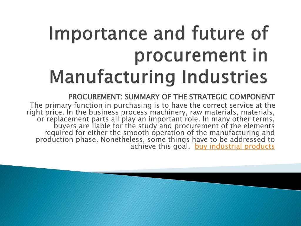 importance and future of procurement in manufacturing industries
