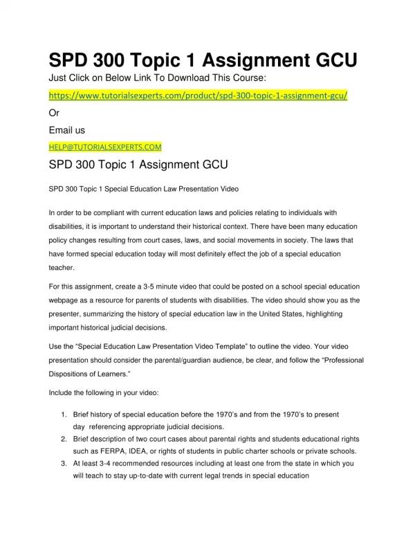spd 300 topic 1 assignment gcu just click