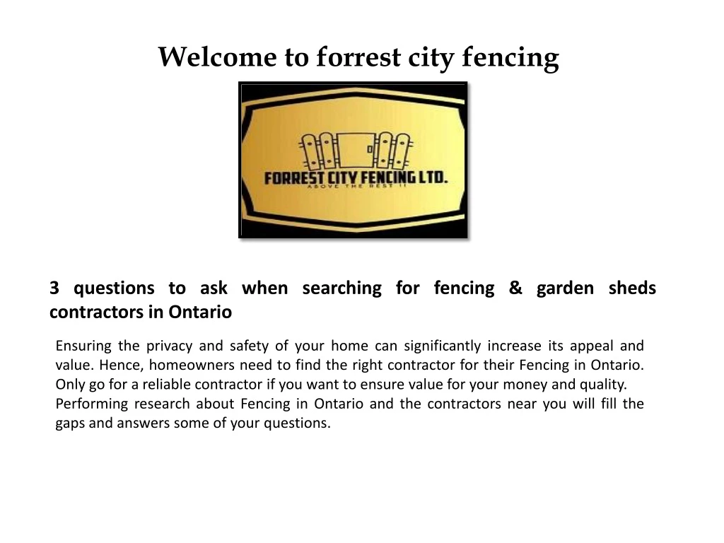welcome to forrest city fencing