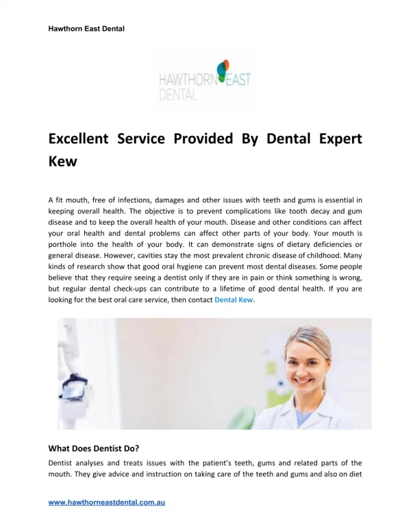 Excellent Service Provided By Dental Expert Kew