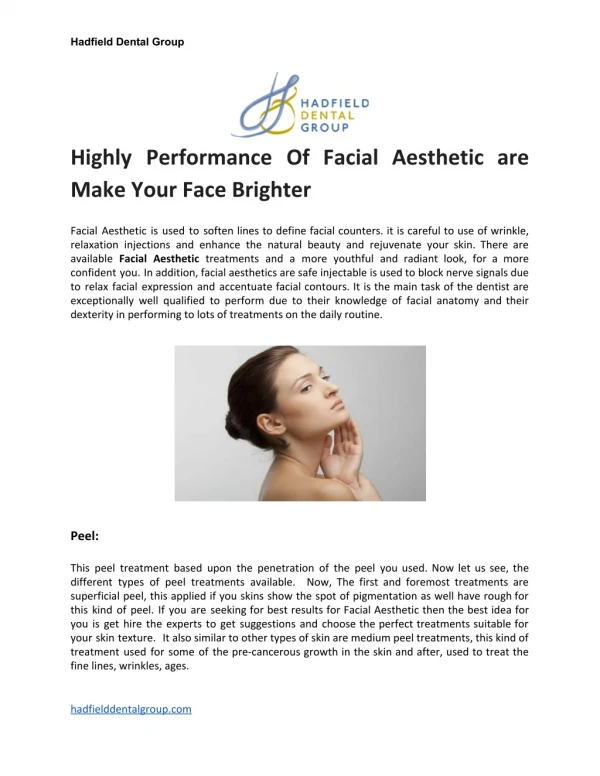 Highly Performance Of Facial Aesthetic are Make Your Face Brighter