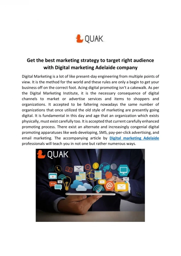 Get the best marketing strategy to target right audience with Digital marketing Adelaide company