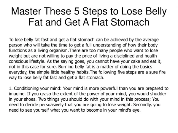 Master These 5 Steps to Lose Belly Fat and Get A Flat Stomach