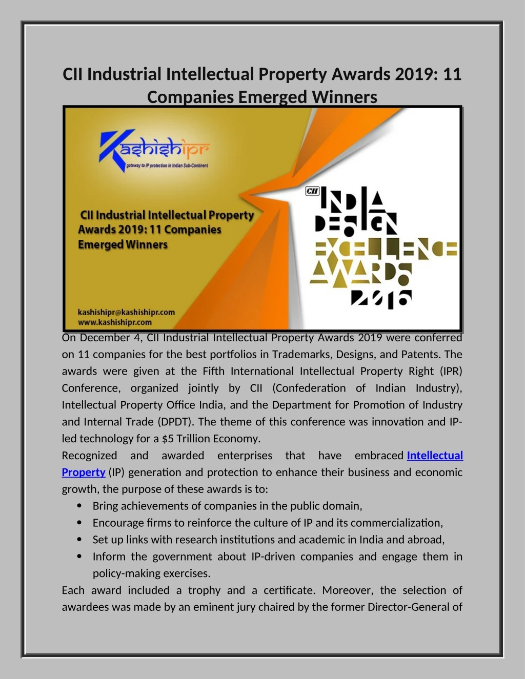 cii industrial intellectual property awards 2019