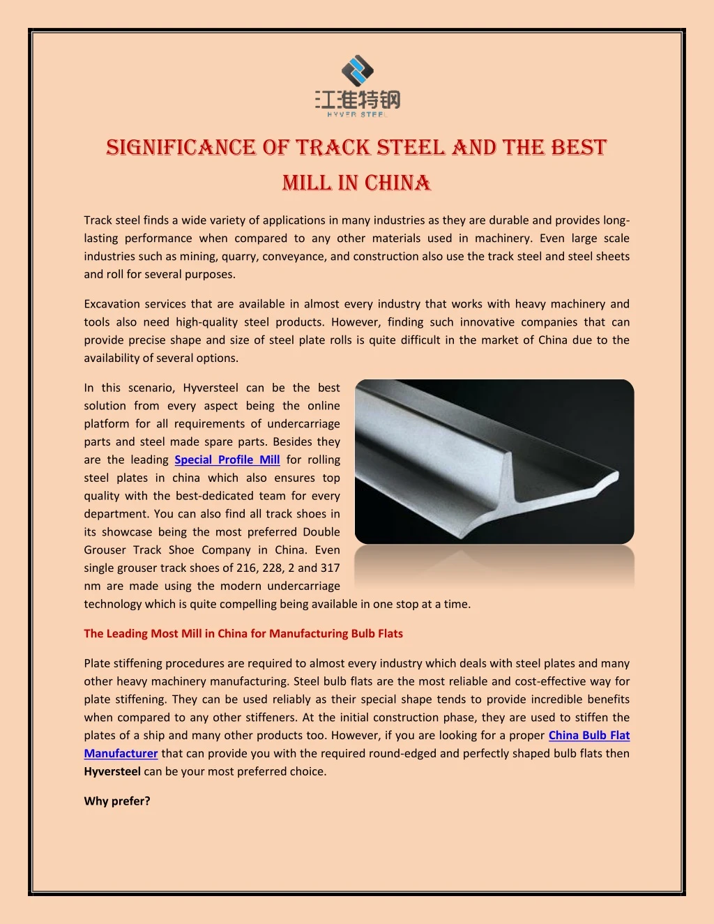 significance of track steel and the best mill