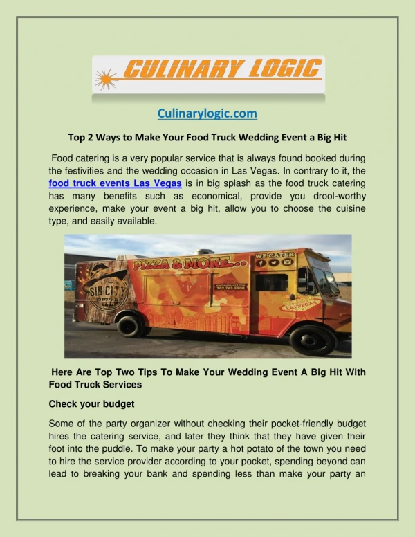 Top 2 ways to make your food truck wedding event a big hit