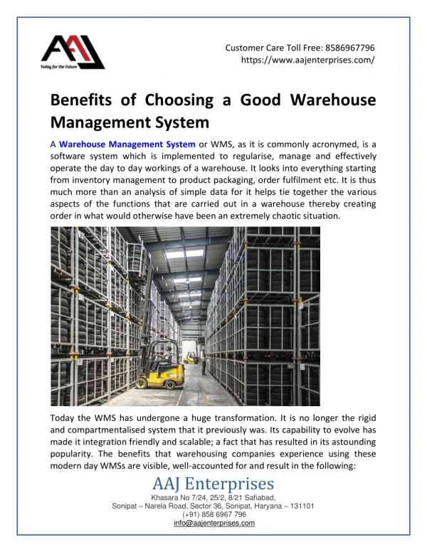 Benefits of Choosing a Good Warehouse Management System
