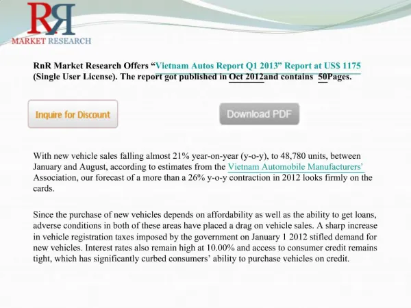 Vietnam Autos Industry Market Report Q1 2013