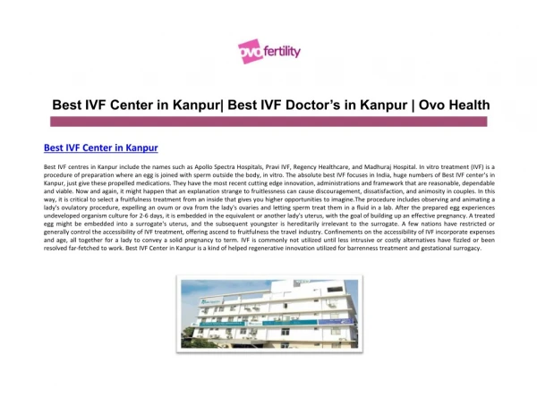 Best IVF Doctors in Kanpur