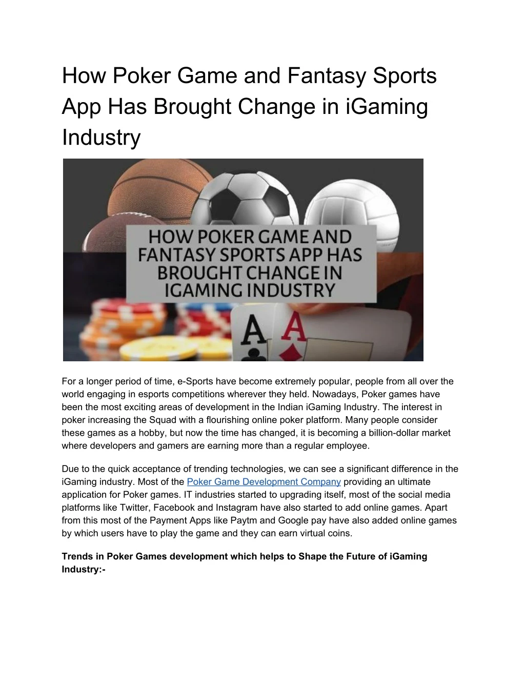 how poker game and fantasy sports app has brought
