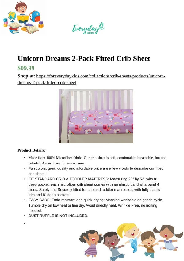 Unicorn Dreams 2-Pack Fitted Crib Sheet