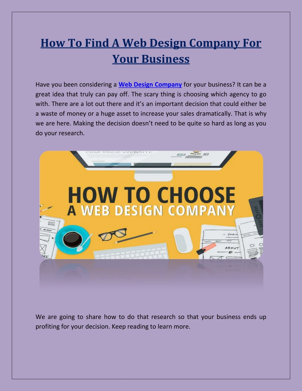 how to find a web design company for your business