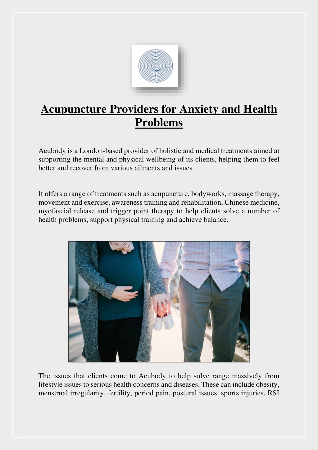 acupuncture providers for anxiety and health