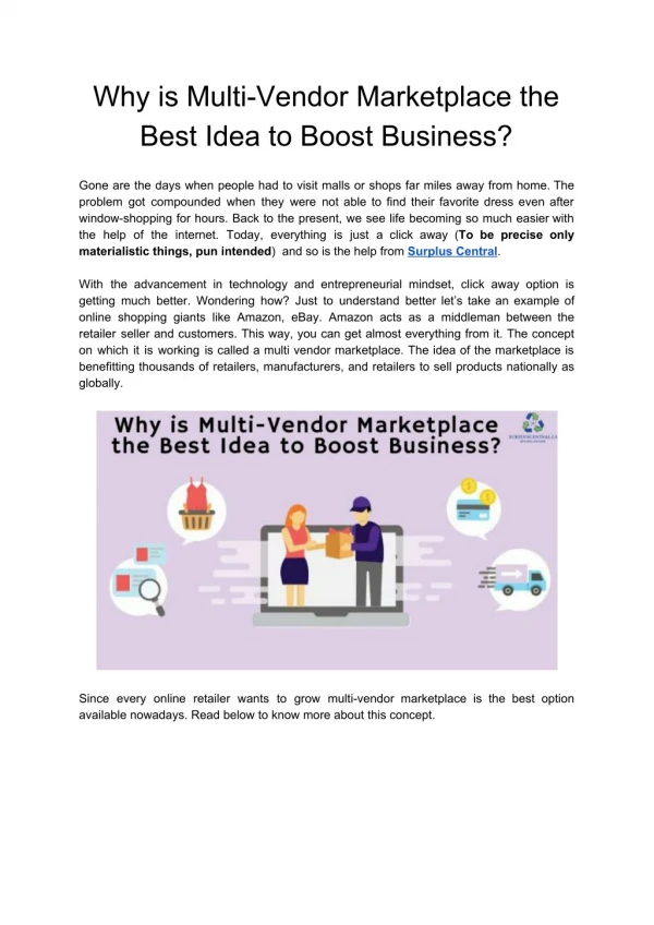 why is multi vendor marketplace the best idea