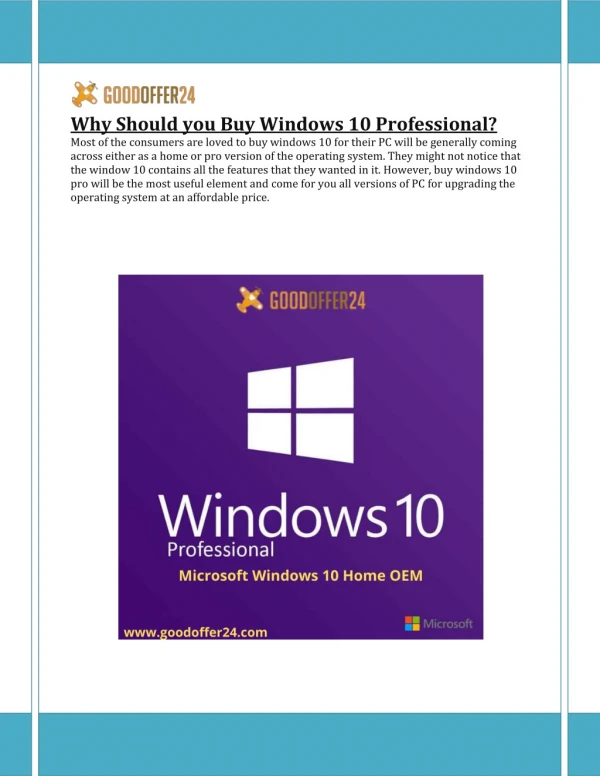 Microsoft Provides Win 10 Professional to buy At Goodoffer24