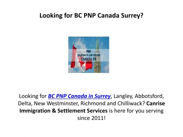 Searching for BC PNP Canada Surrey?
