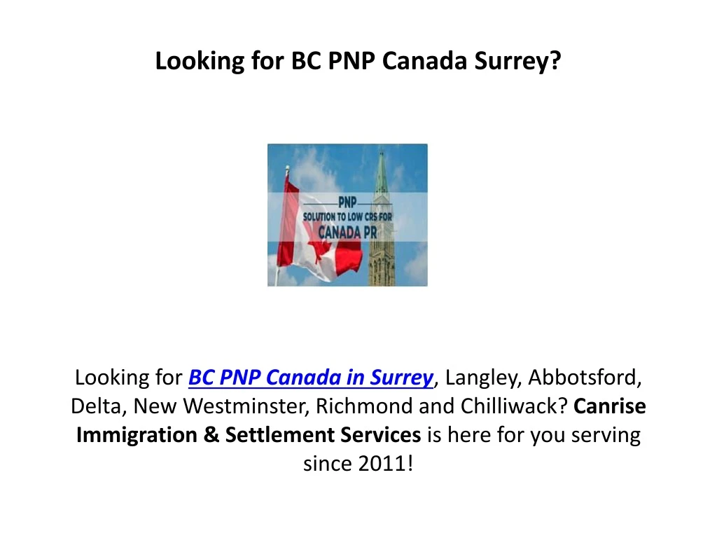 looking for bc pnp canada surrey