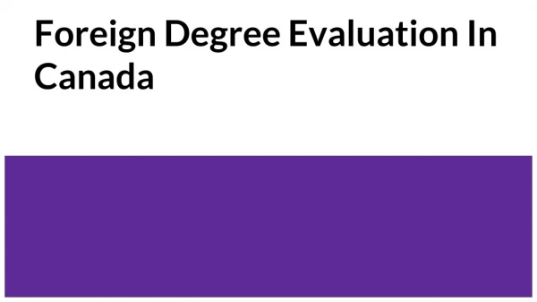 foreign degree evaluation in canada