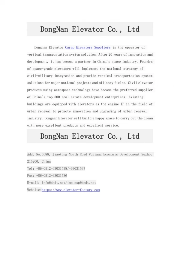 DongNan Elevator Co., Ltd