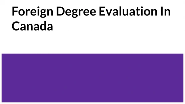 foreign degree evaluation in canada